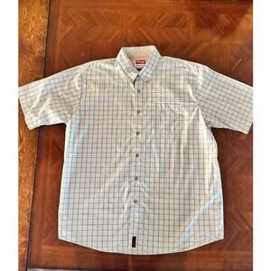 Wrangler Blue Plaid Short Sleeve Button-Down Shirt Men’s L Wrinkle Resist